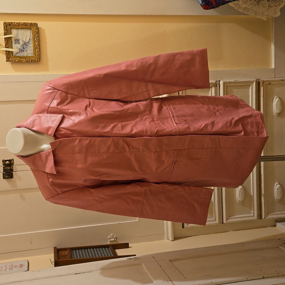 NWT New Trend  pink leather coat Sz L